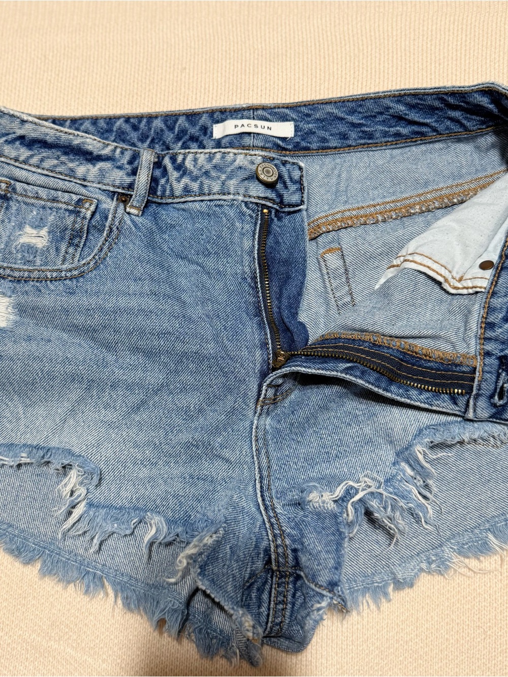 PacSun Blue‎ Distressed Jean Shorts High-Rise size 30 - Picture 4 of 11